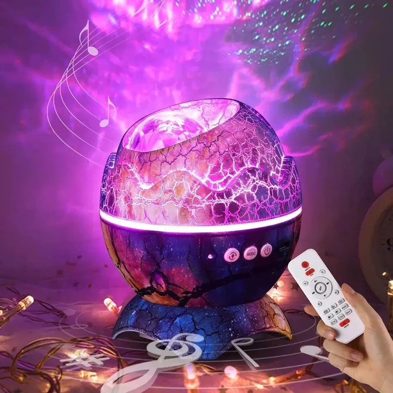 Dinosaur Eggshell Galaxy Star Projector with Soothing White Noise encalife