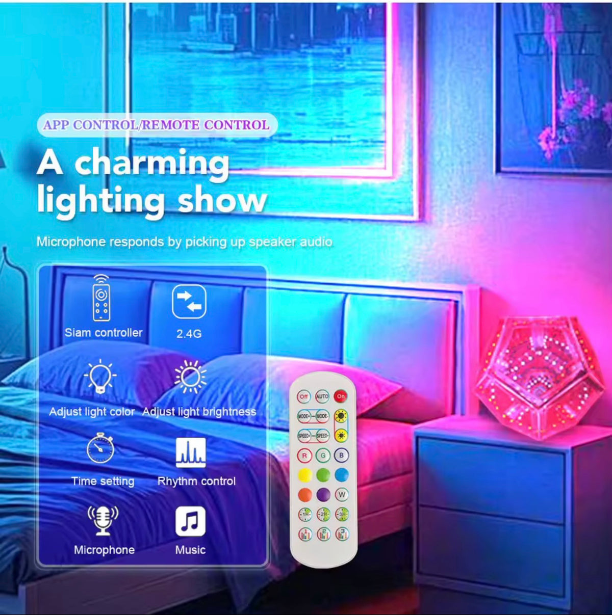 LED Night Light Mirror Light Infinite Dodecahedron Light for Gaming Room Decor 3D Cube Cool RGB Color Changing Night Lighting encalife