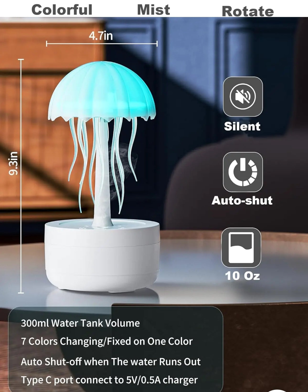 Colorful jellyfish Air humidfier with Night Lights 300ml Water Tank Timing Protection Aromatherapy Essential Oils Aroma Diffuser encalife