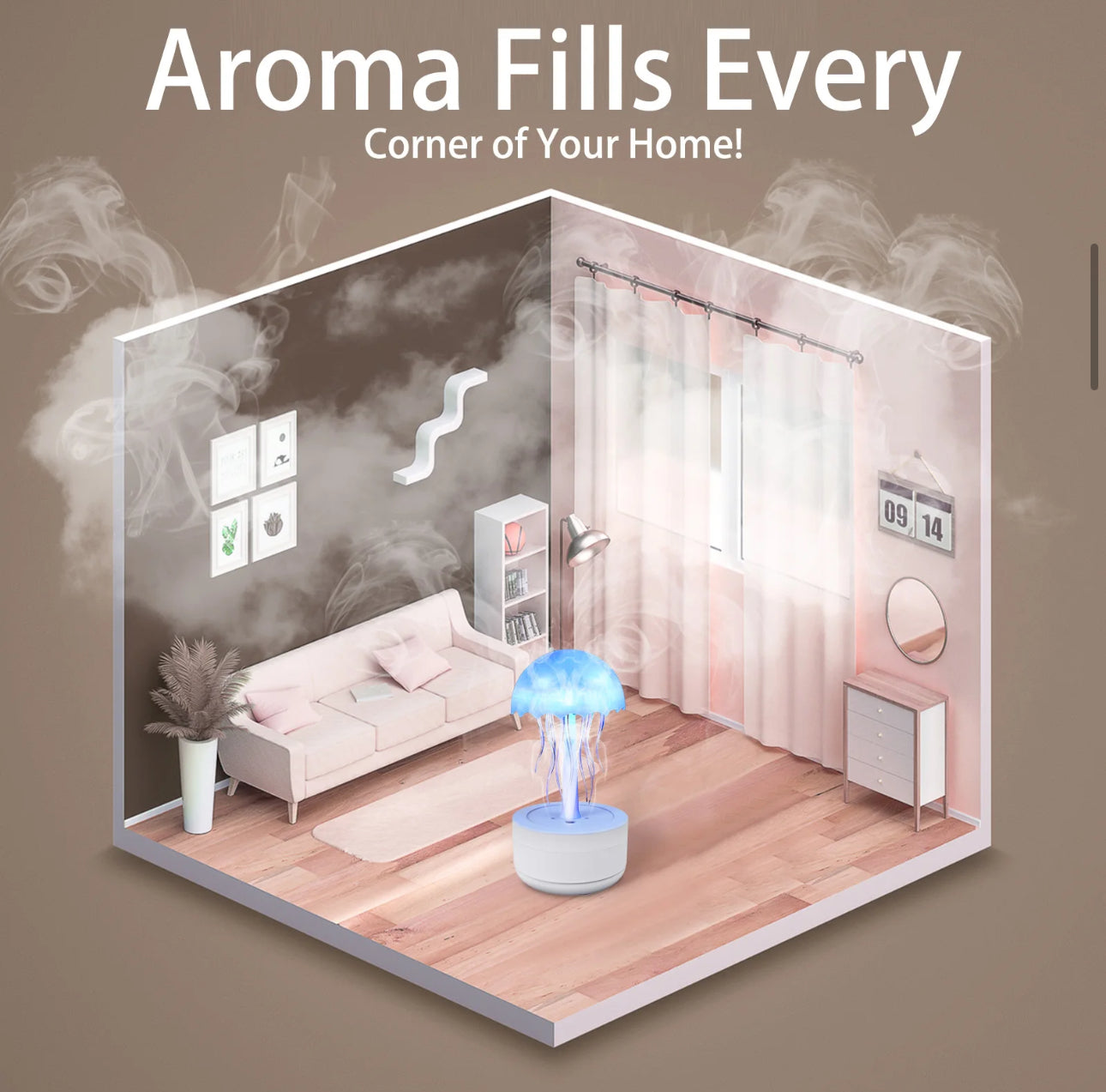 Colorful jellyfish Air humidfier with Night Lights 300ml Water Tank Timing Protection Aromatherapy Essential Oils Aroma Diffuser encalife