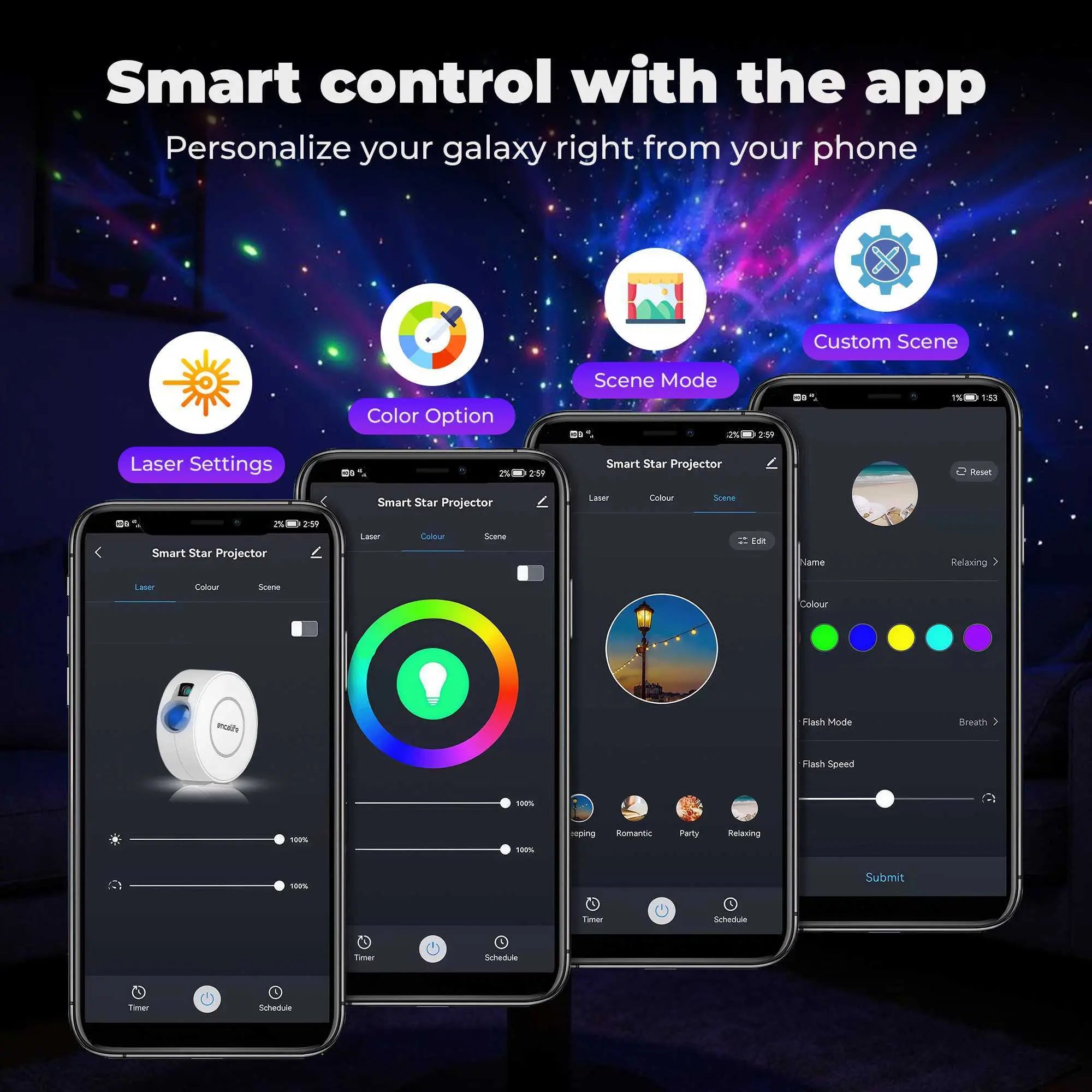 Atmosphere Projector | Smart Galaxy Light - Encalife