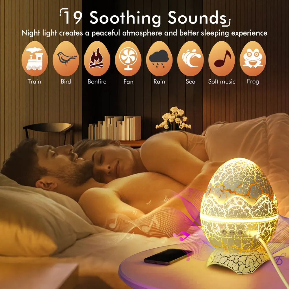Dinosaur Eggshell Galaxy Star Projector with Soothing White Noise encalife