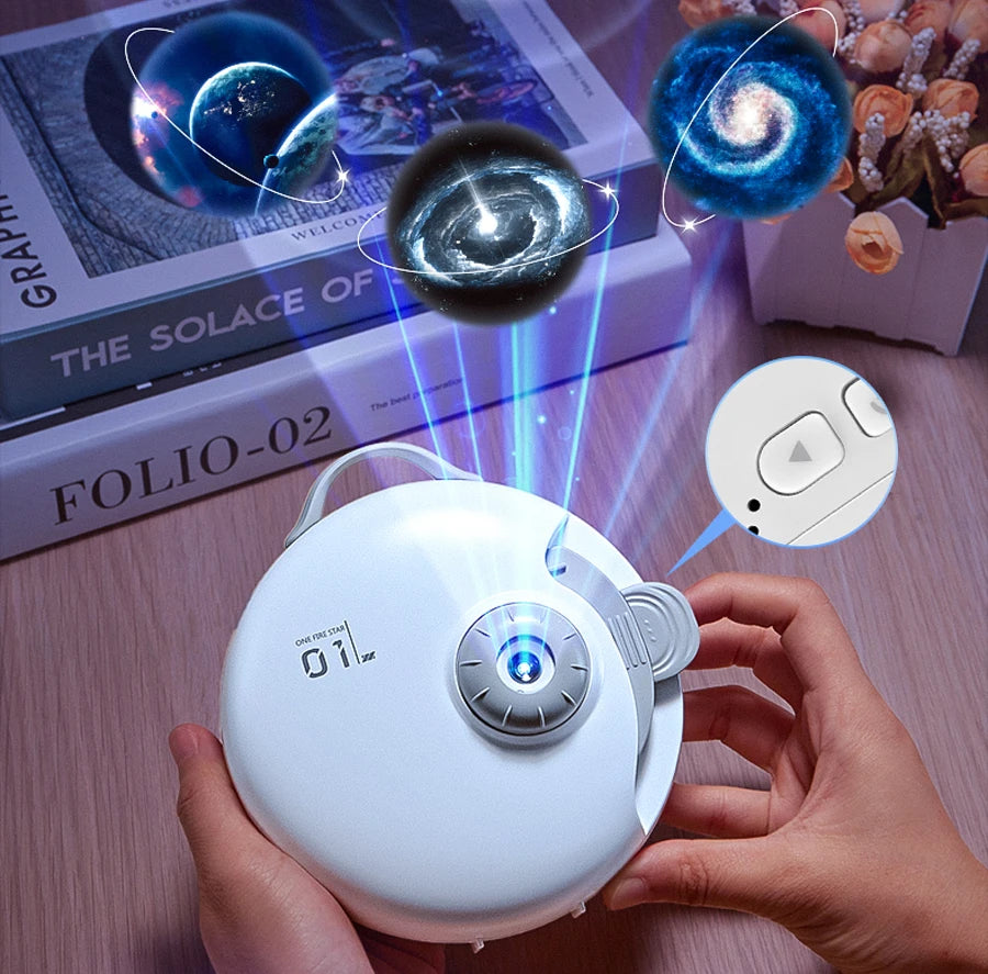 Starry Night: HD Focus Galaxy Projector with Built-in Bluetooth and white noise encalife