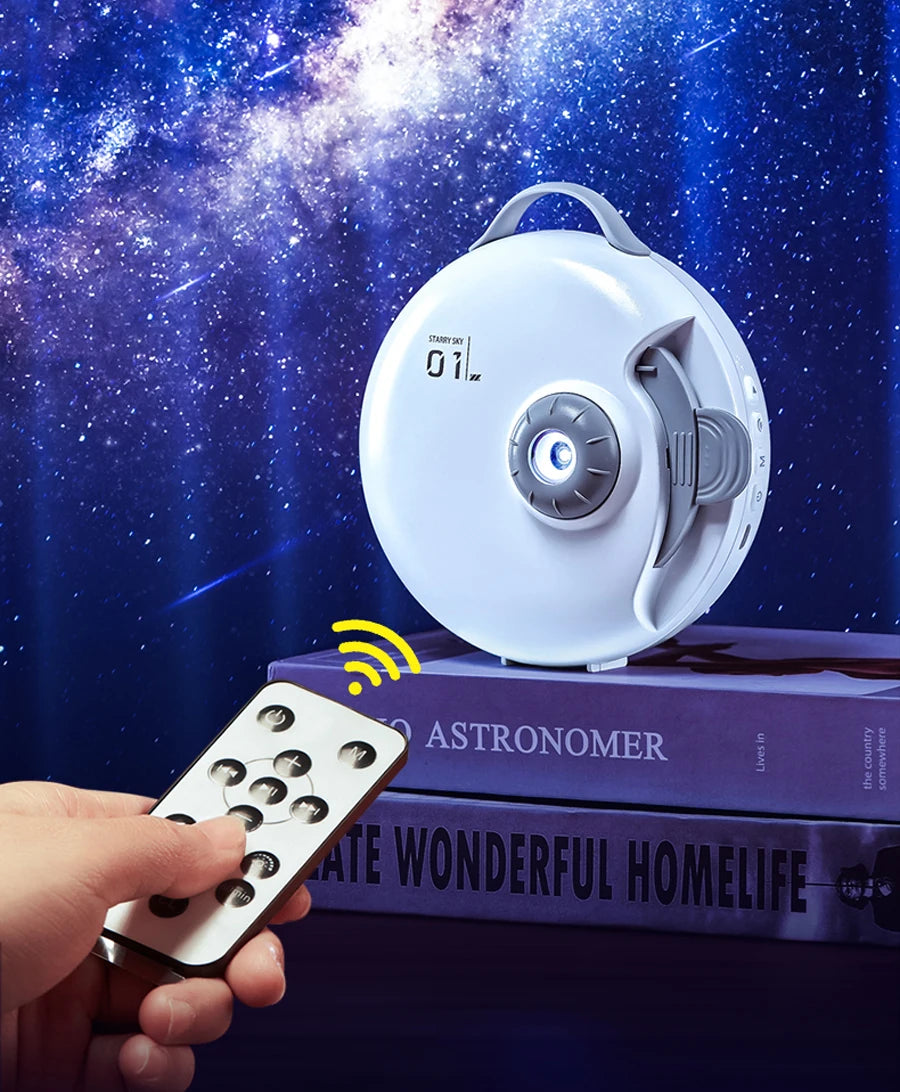 Starry Night: HD Focus Galaxy Projector with Built-in Bluetooth and white noise encalife
