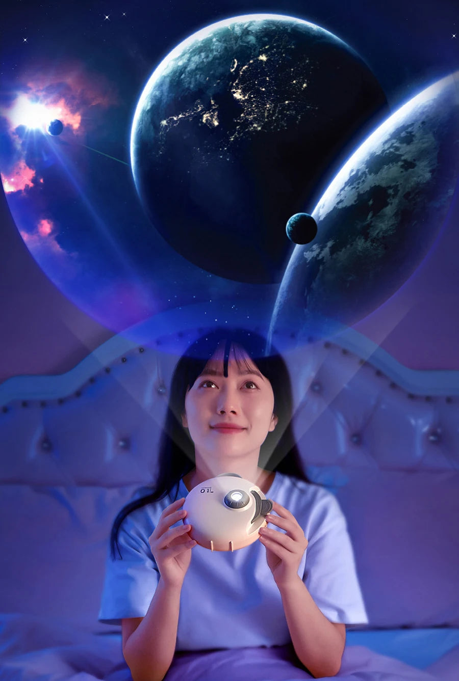 Starry Night: HD Focus Galaxy Projector with Built-in Bluetooth and white noise encalife