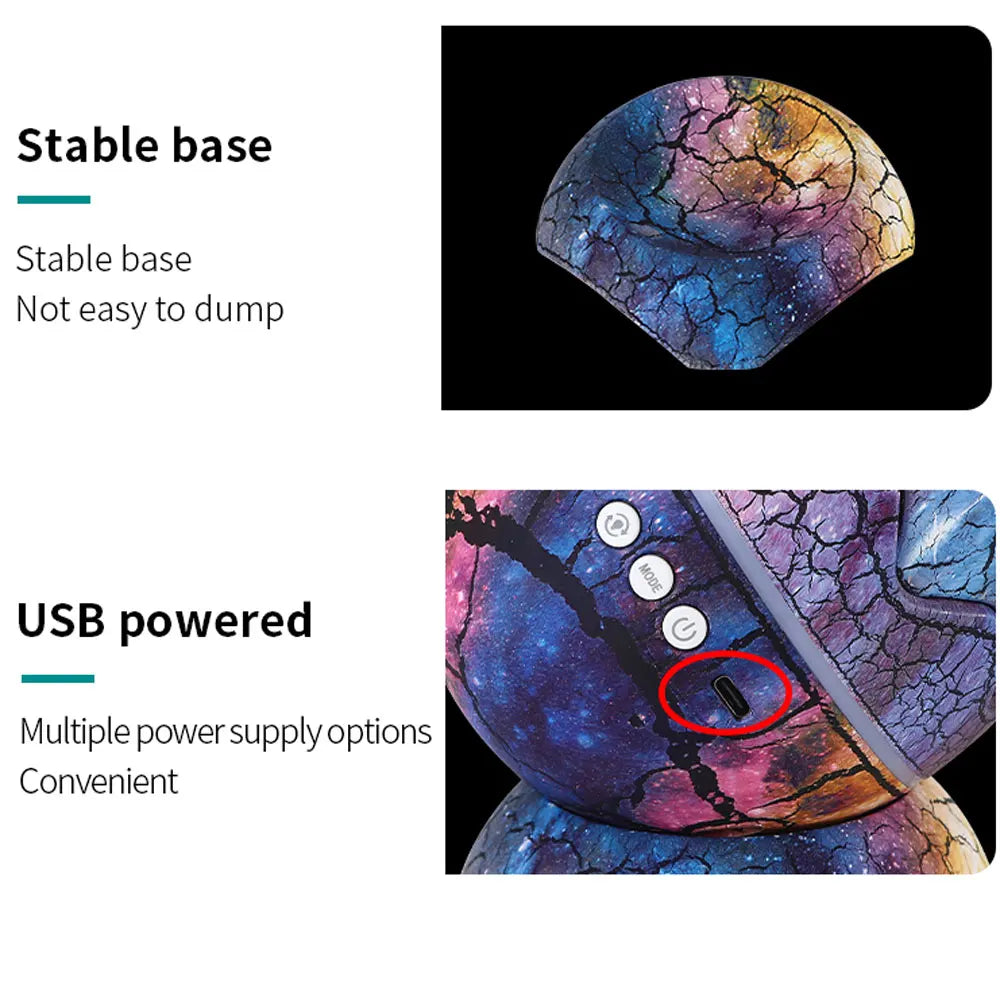 Dinosaur Eggshell Galaxy Star Projector with Soothing White Noise encalife