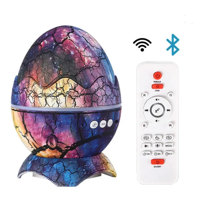 Dinosaur Eggshell Galaxy Star Projector with Soothing White Noise encalife