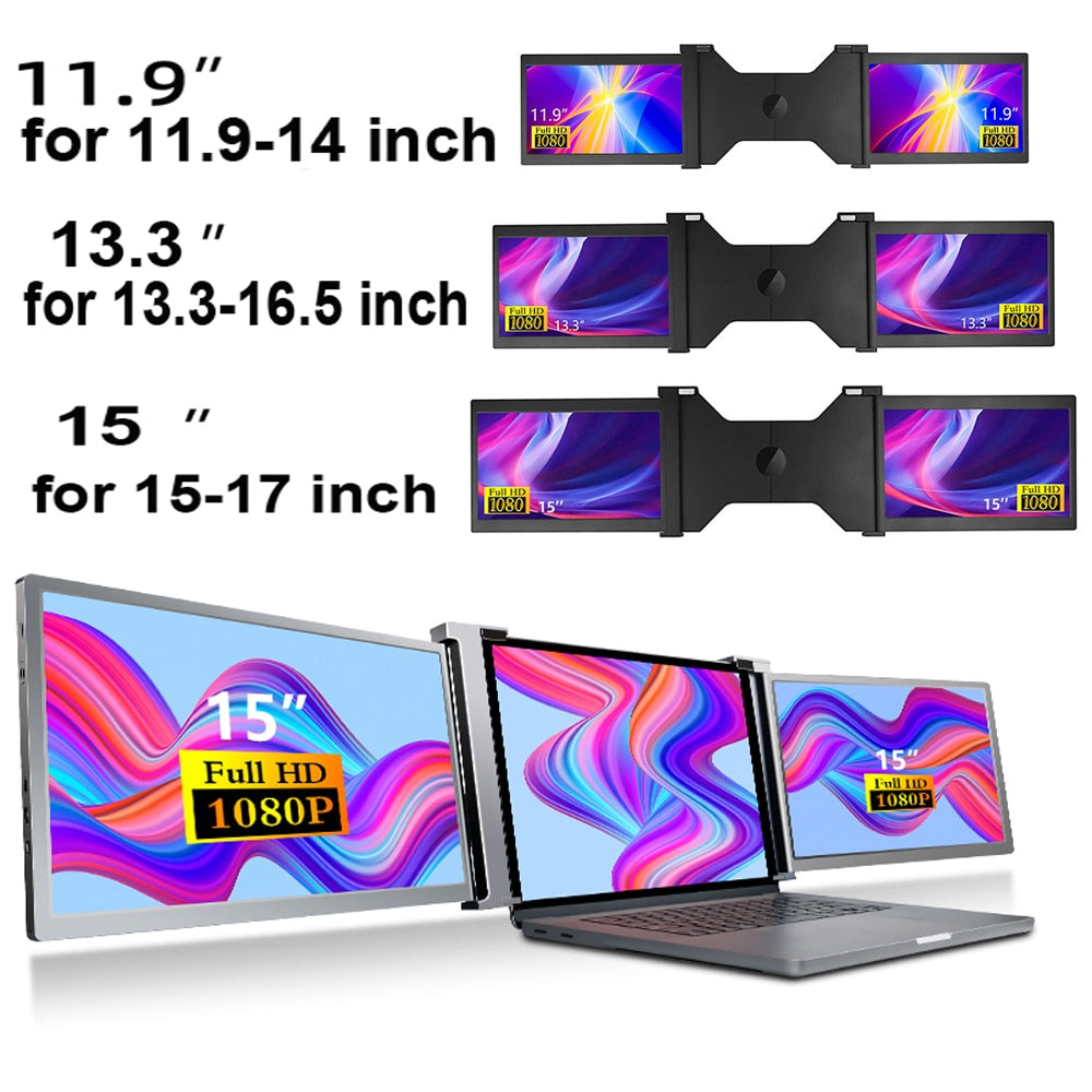 Triple Portable Laptop Monitor | Screen Extender | On-the-Go Ultra-Wide Display Solution encalife
