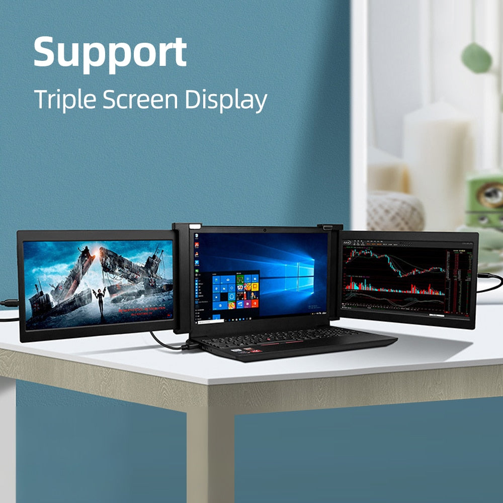 Triple Portable Laptop Monitor | Screen Extender | On-the-Go Ultra-Wide Display Solution encalife