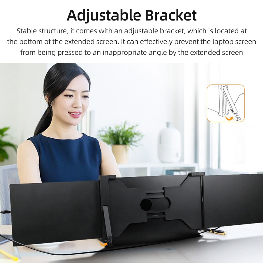 Triple Portable Laptop Monitor | Screen Extender | On-the-Go Ultra-Wide Display Solution encalife