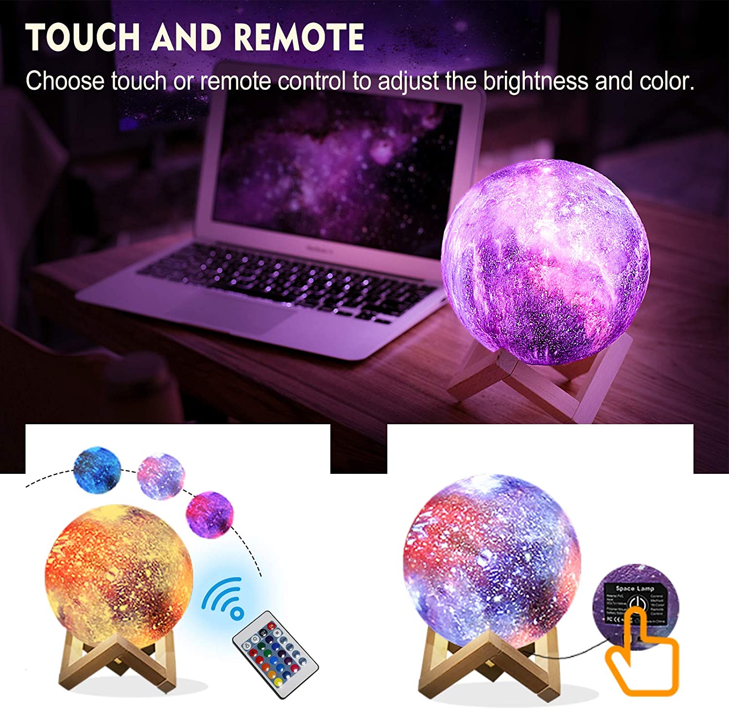 3D Galaxy Moon Night Light Lamp encalife