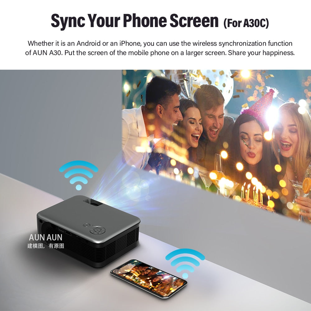 Portable 4K Mini Projector for Bedroom encalife