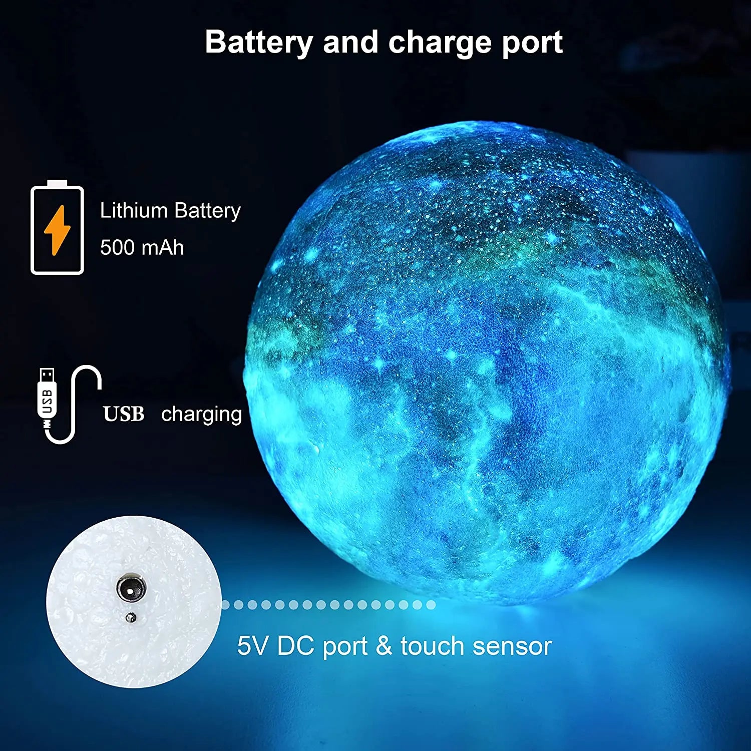 3D Galaxy Moon Night Light Lamp encalife