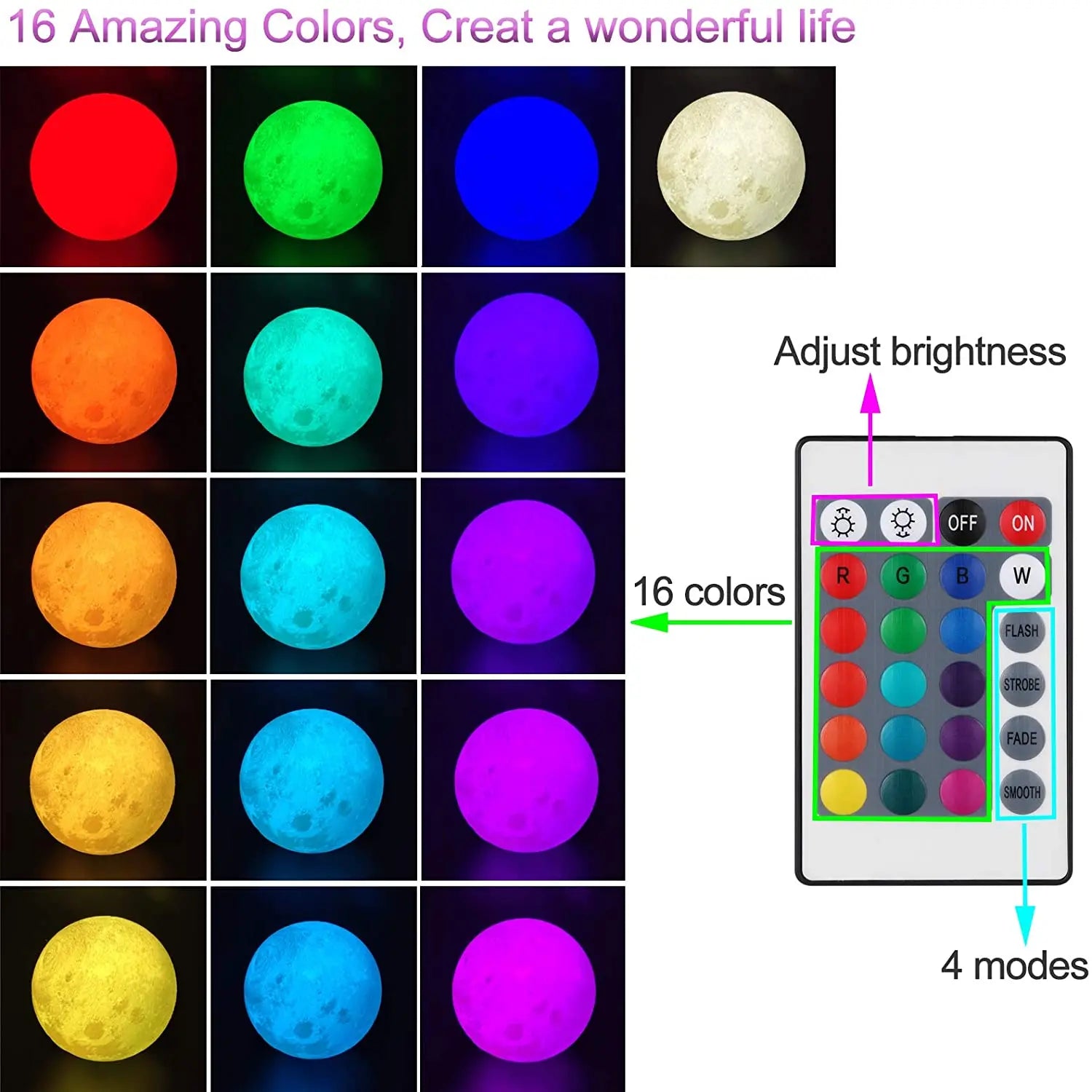 3D Moon Night Light Lamp encalife