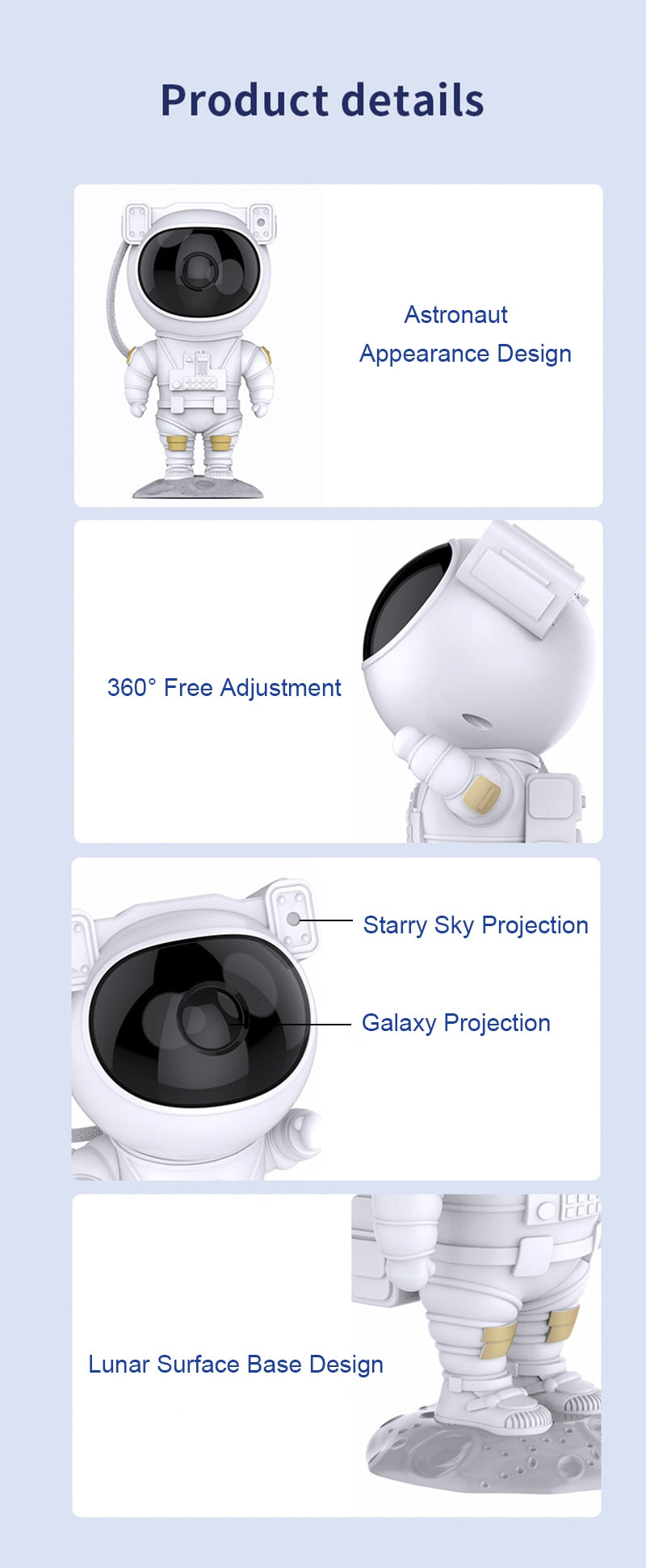 Astronaut Galaxy Projector | Rechargeable Galaxy Star Light encalife
