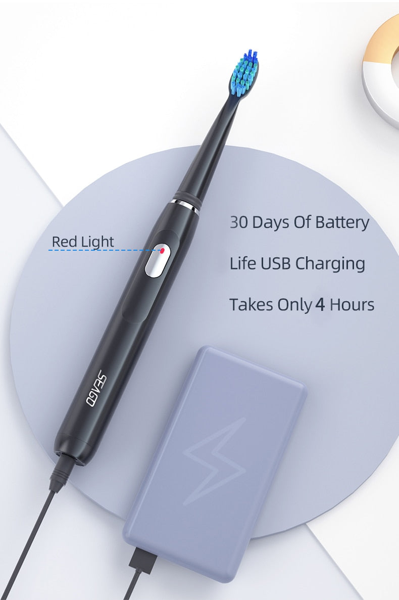 Electric Toothbrush | White | Includes 8 Heads encalife