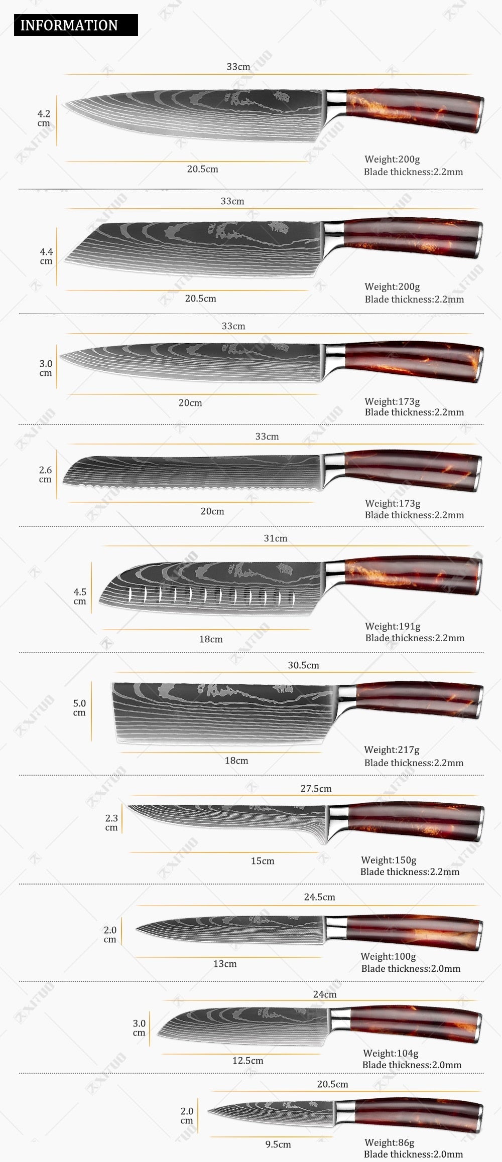 10-Piece Professional Knife Set | With Sharp Blades encalife