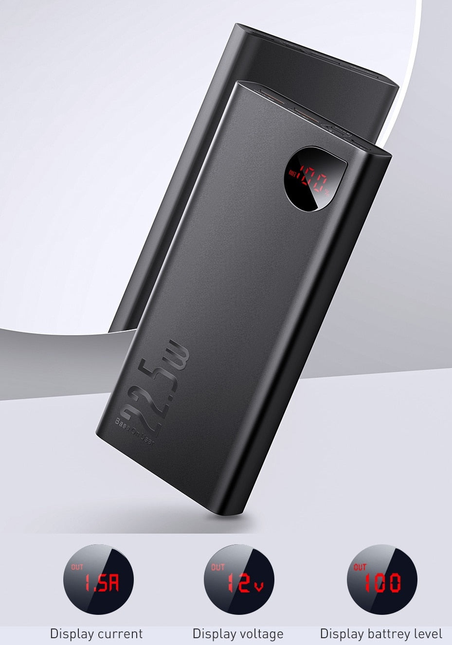Portable Charger | Black | 22.5W / 20,000mAh Power Bank encalife