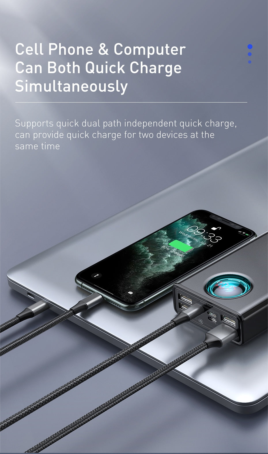 Portable Charger | White | 65W / 30,000mAh Power Bank