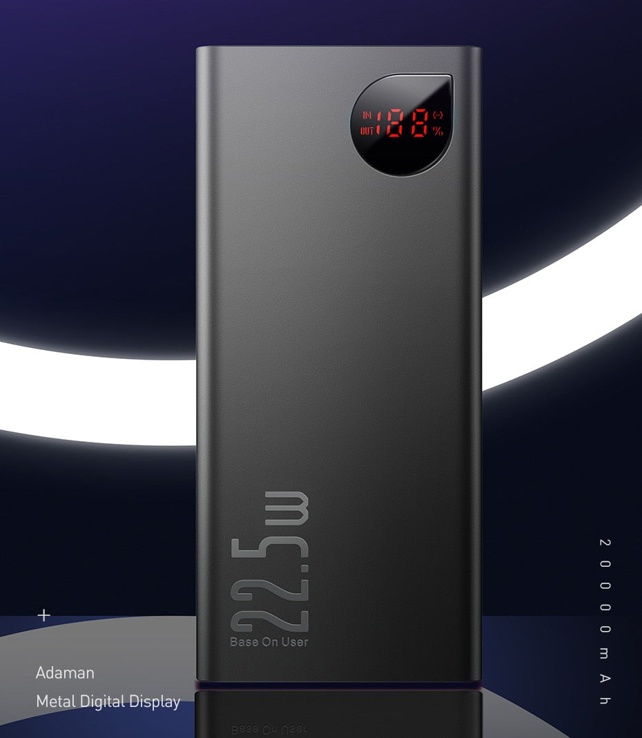 Portable Charger | Black | 22.5W / 20,000mAh Power Bank encalife