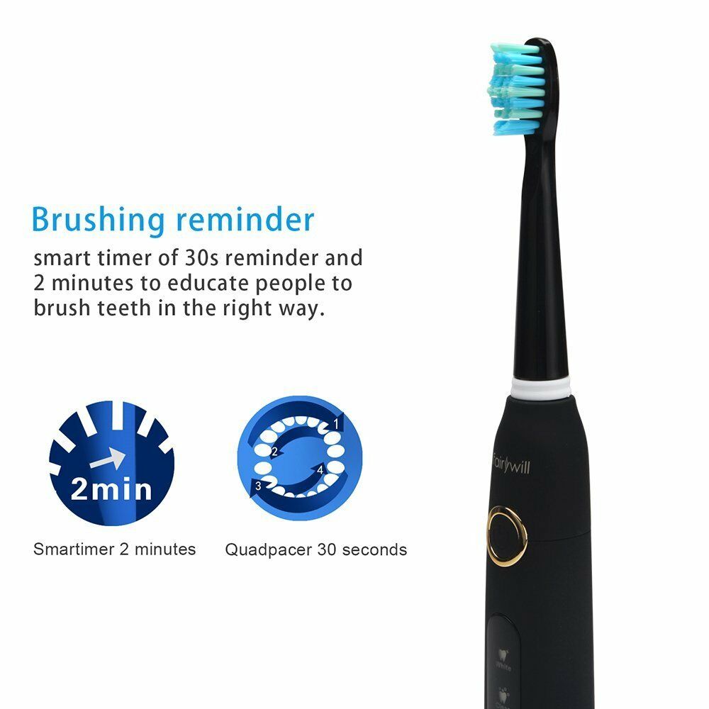 Electric Toothbrush | Black | Includes 8 Heads encalife