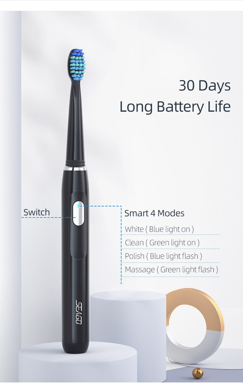 Electric Toothbrush | White | Includes 8 Heads encalife