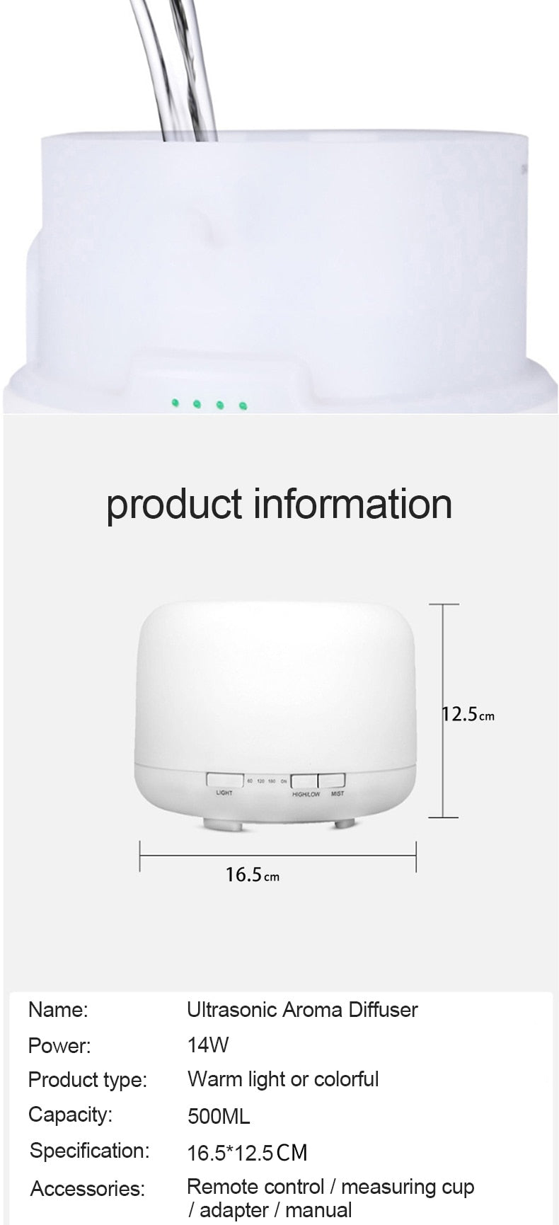 Humidifier | 1L | LED Lighting Aroma Diffuser