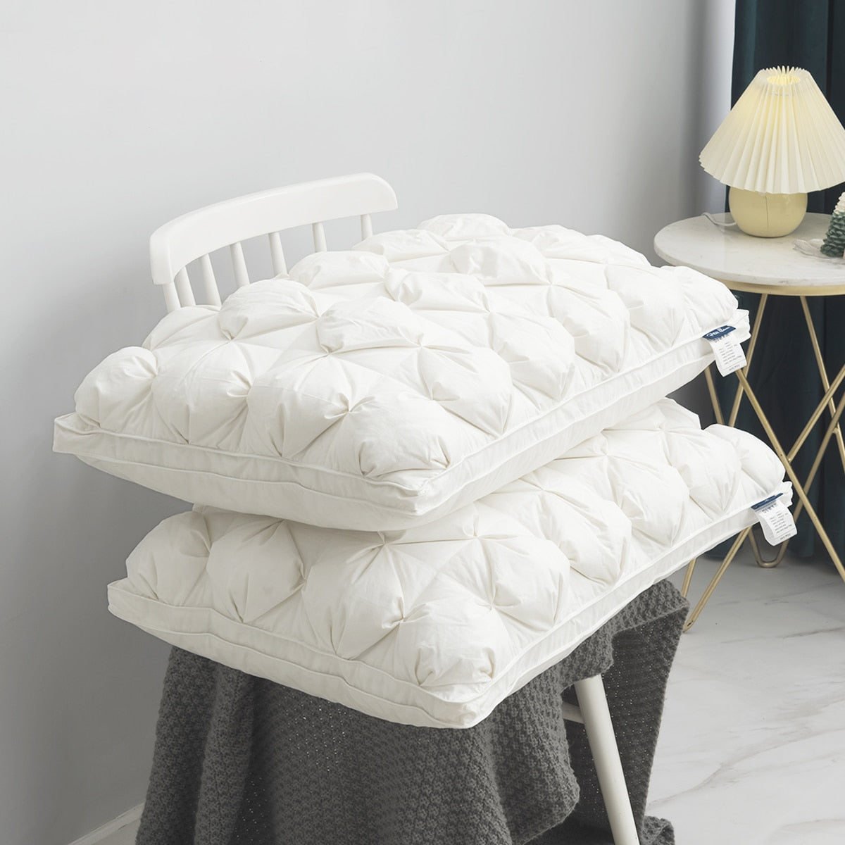 Luxury Goose Down Feather Pillow | 100% Egyptian Cotton Cover encalife