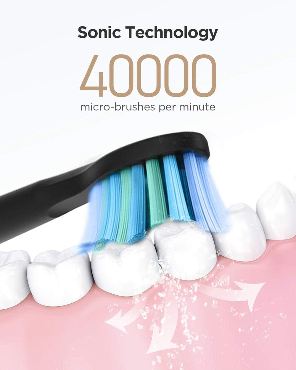 Electric Toothbrush | Black | Includes 8 Heads encalife