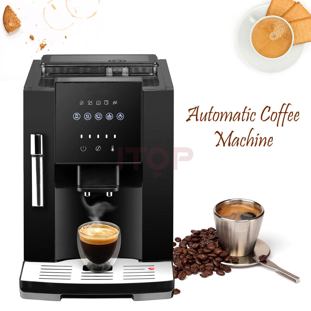 Automatic Espresso Machine | With Built-In Coffee Beans Grinder, Milk Frother, And Hot Water Dispenser encalife