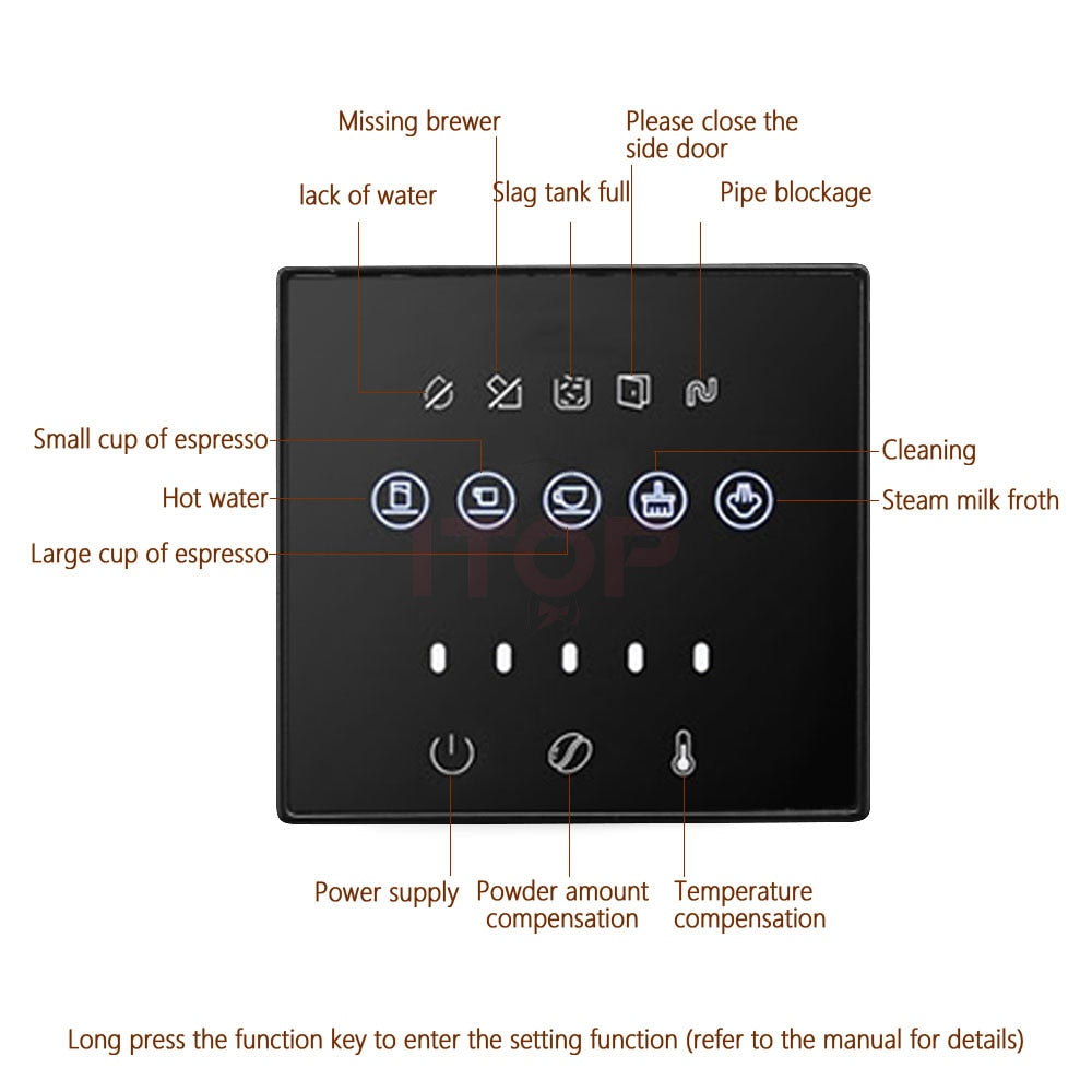 Automatic Espresso Machine | With Built-In Coffee Beans Grinder, Milk Frother, And Hot Water Dispenser encalife