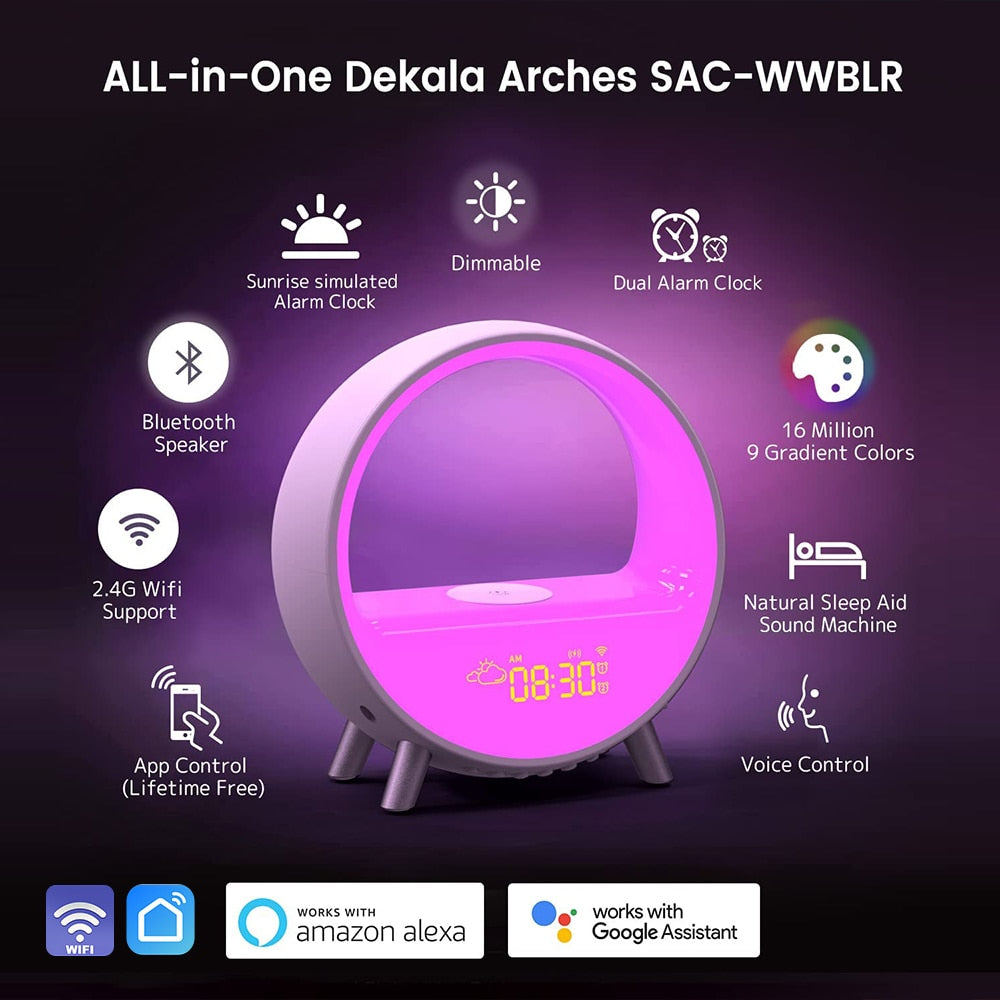 White Noise Sound Machine | Sunrise Alarm Clock | Wireless Charger | Soothing Sleep and Rise Solution encalife