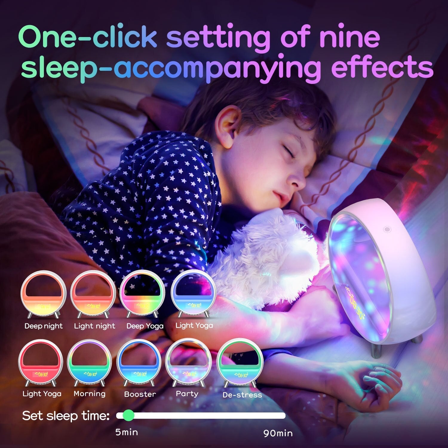 White Noise Sound Machine | Sunrise Alarm Clock | Wireless Charger | Soothing Sleep and Rise Solution encalife