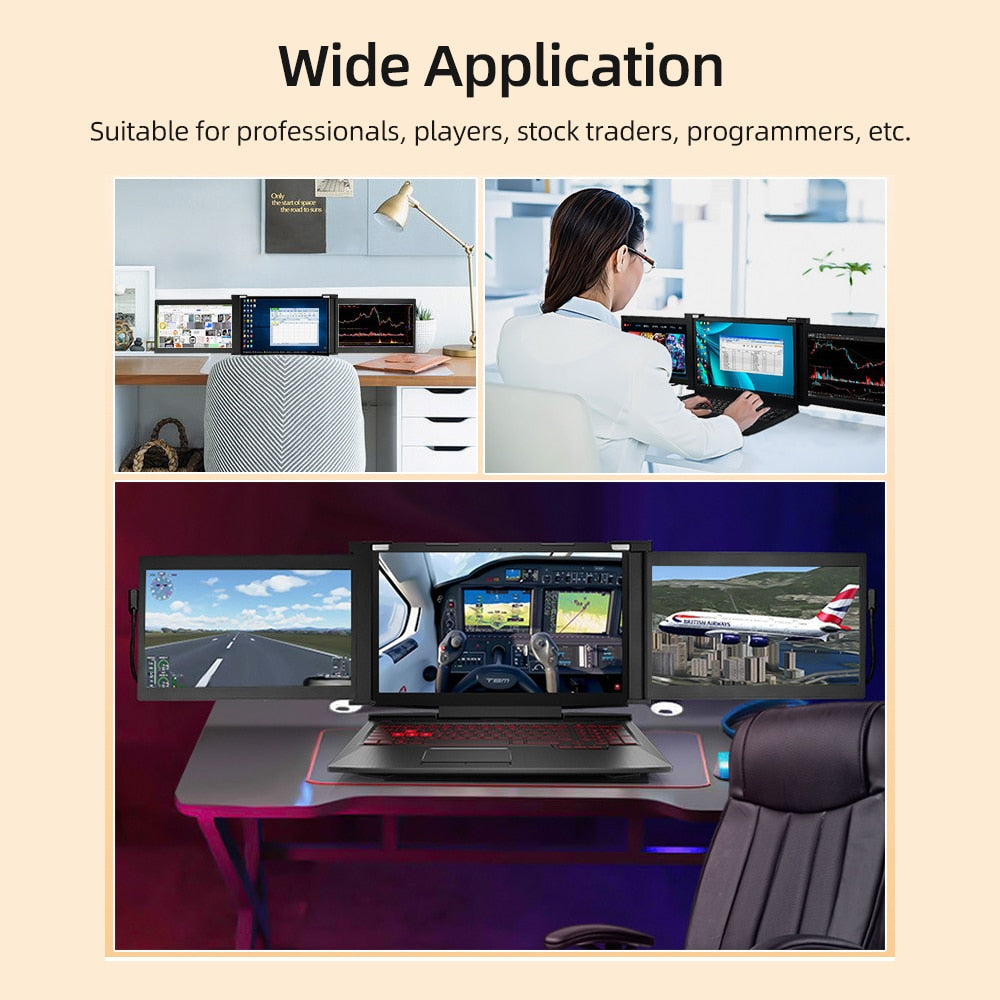 Triple Portable Laptop Monitor | Screen Extender | On-the-Go Ultra-Wide Display Solution encalife