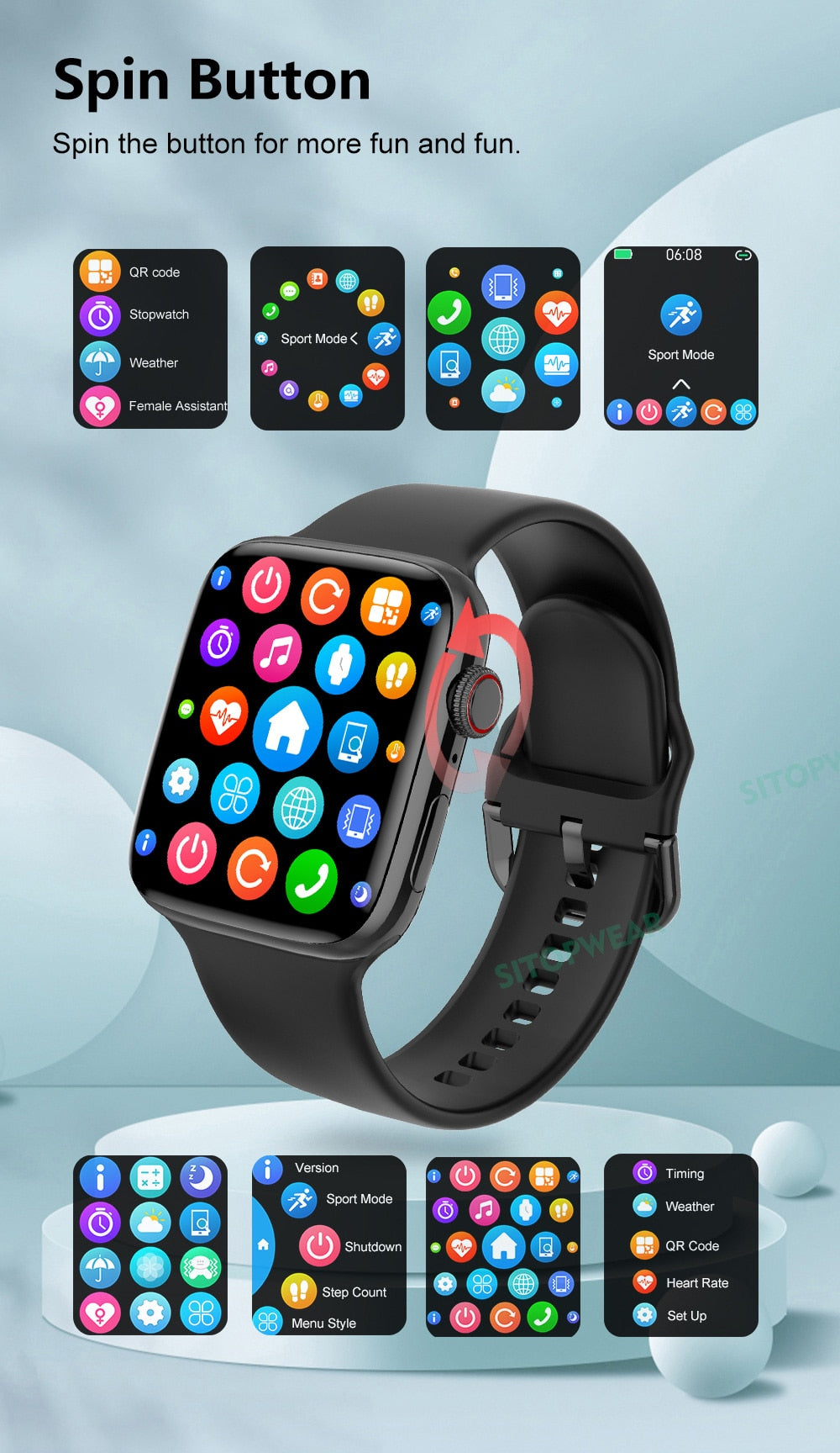Smart Watch | Wireless Charging Fitness Tracker With 6 Straps