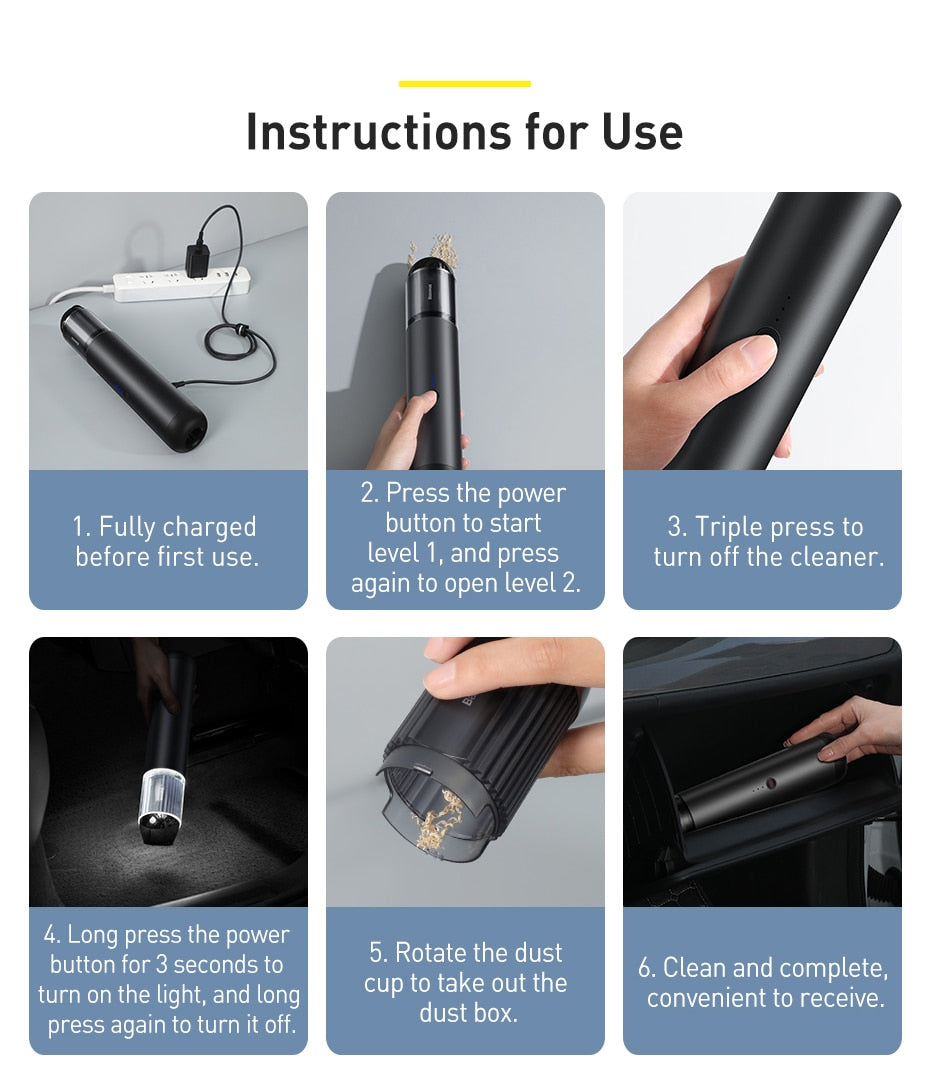 Powerful Handheld Vacuum | With LED Light encalife