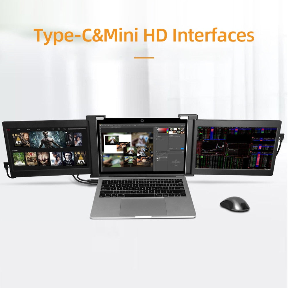 Triple Portable Laptop Monitor | Screen Extender | On-the-Go Ultra-Wide Display Solution encalife