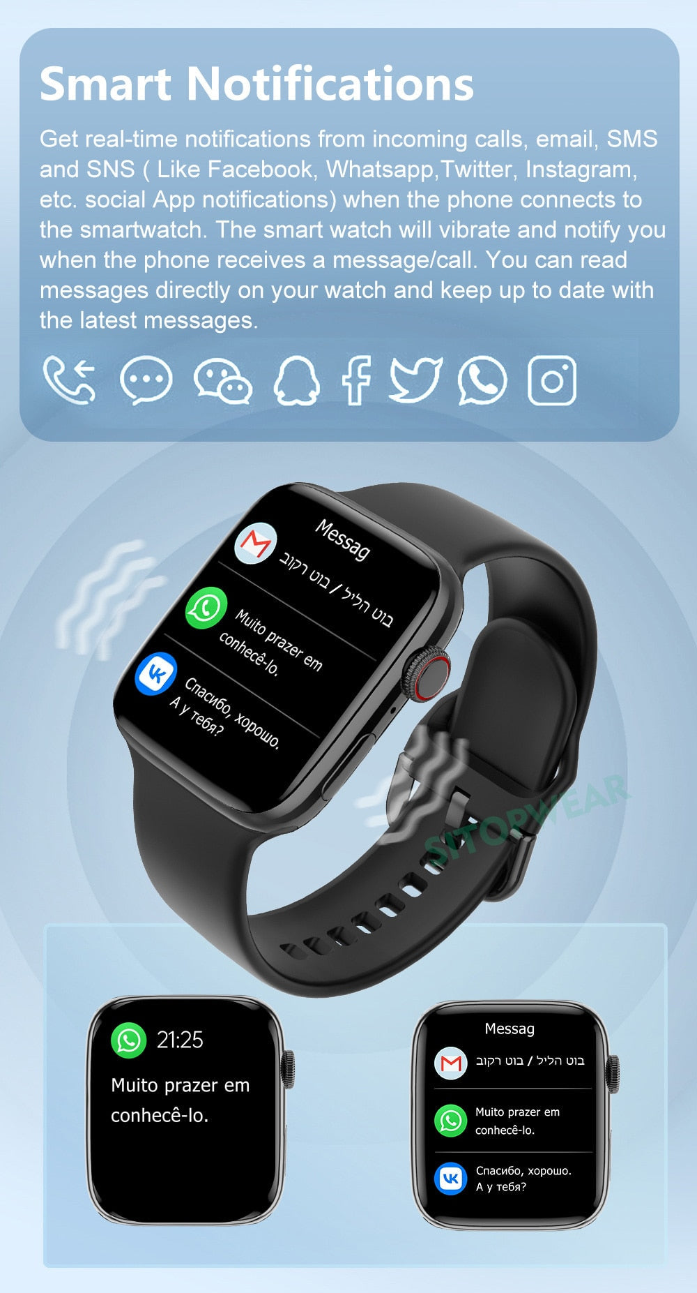 Smart Watch | Wireless Charging Fitness Tracker With 6 Straps encalife