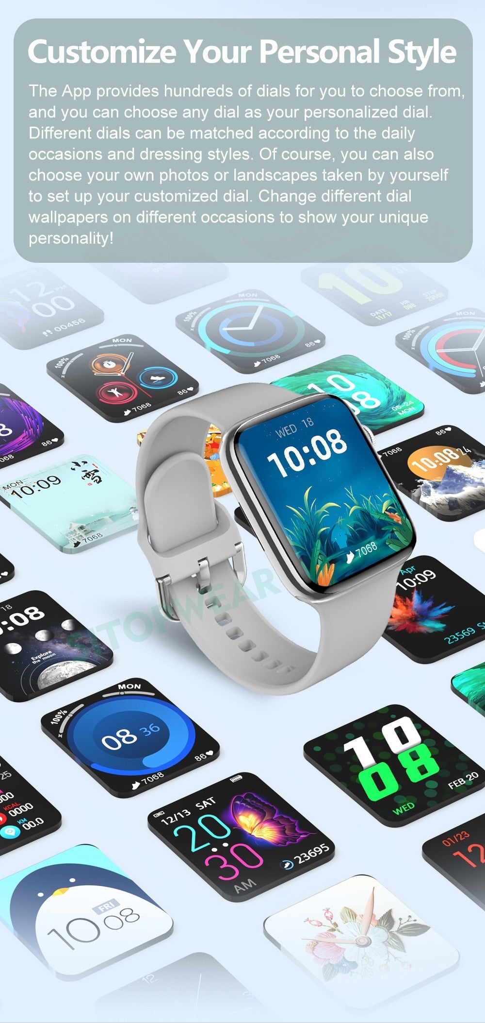 Smart Watch | Wireless Charging Fitness Tracker With 6 Straps encalife