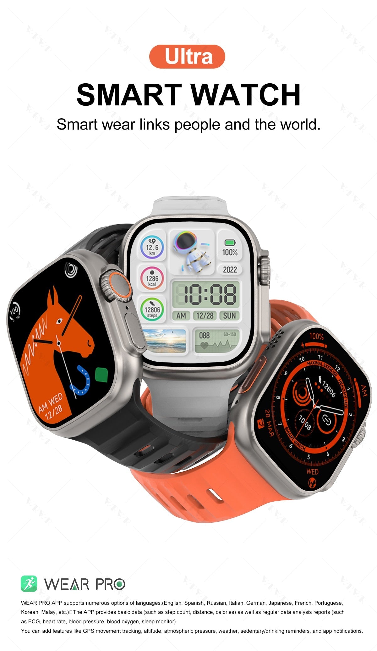 Ultra Smart Watch | Smart Phone Compatible Fitness Tracker encalife