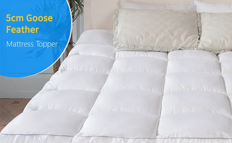 Luxurious Goose Feather Mattress Topper | 100% Cotton encalife