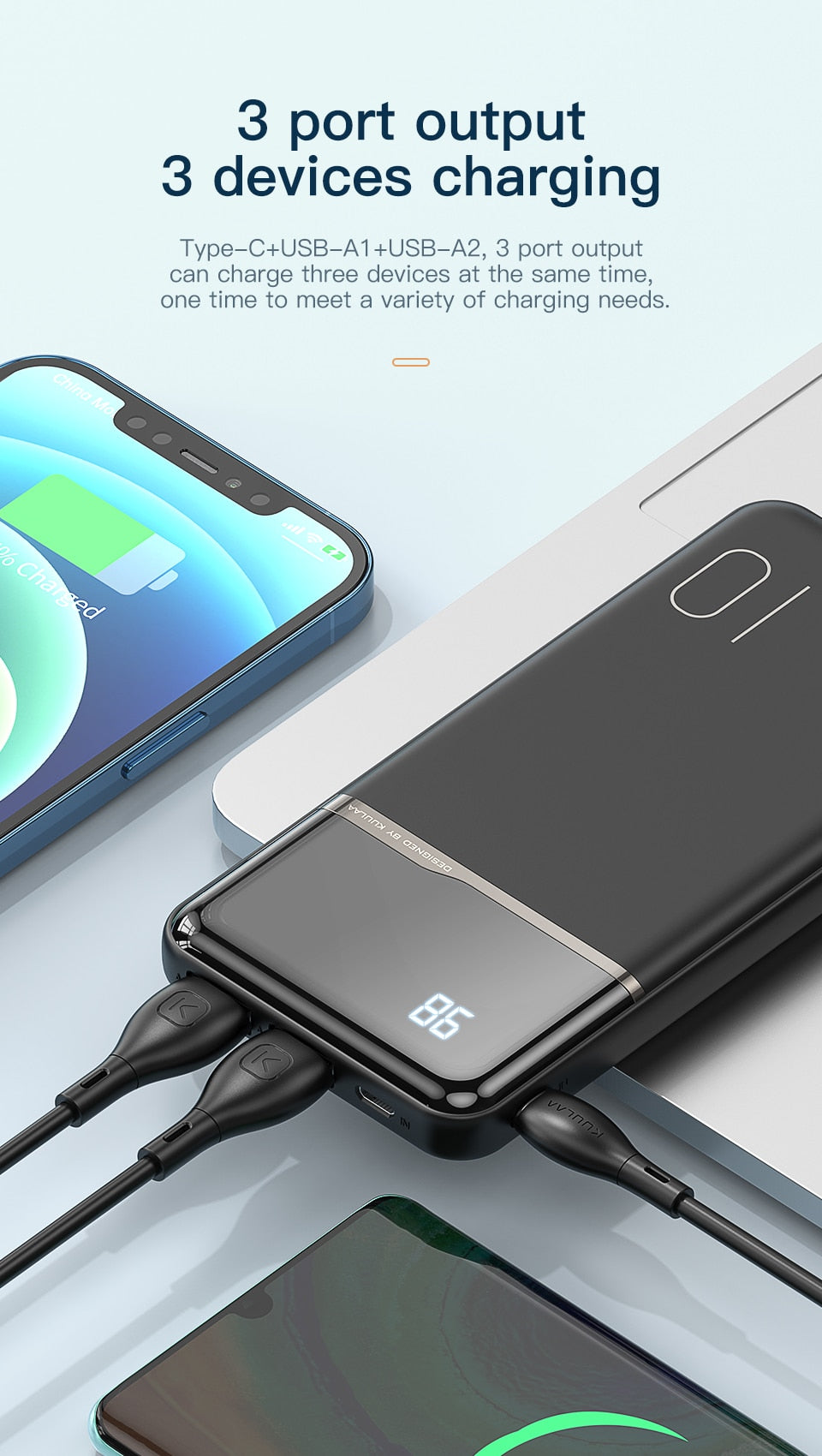 Portable Charger | Black | 18W / 10,000mAh Power Bank encalife