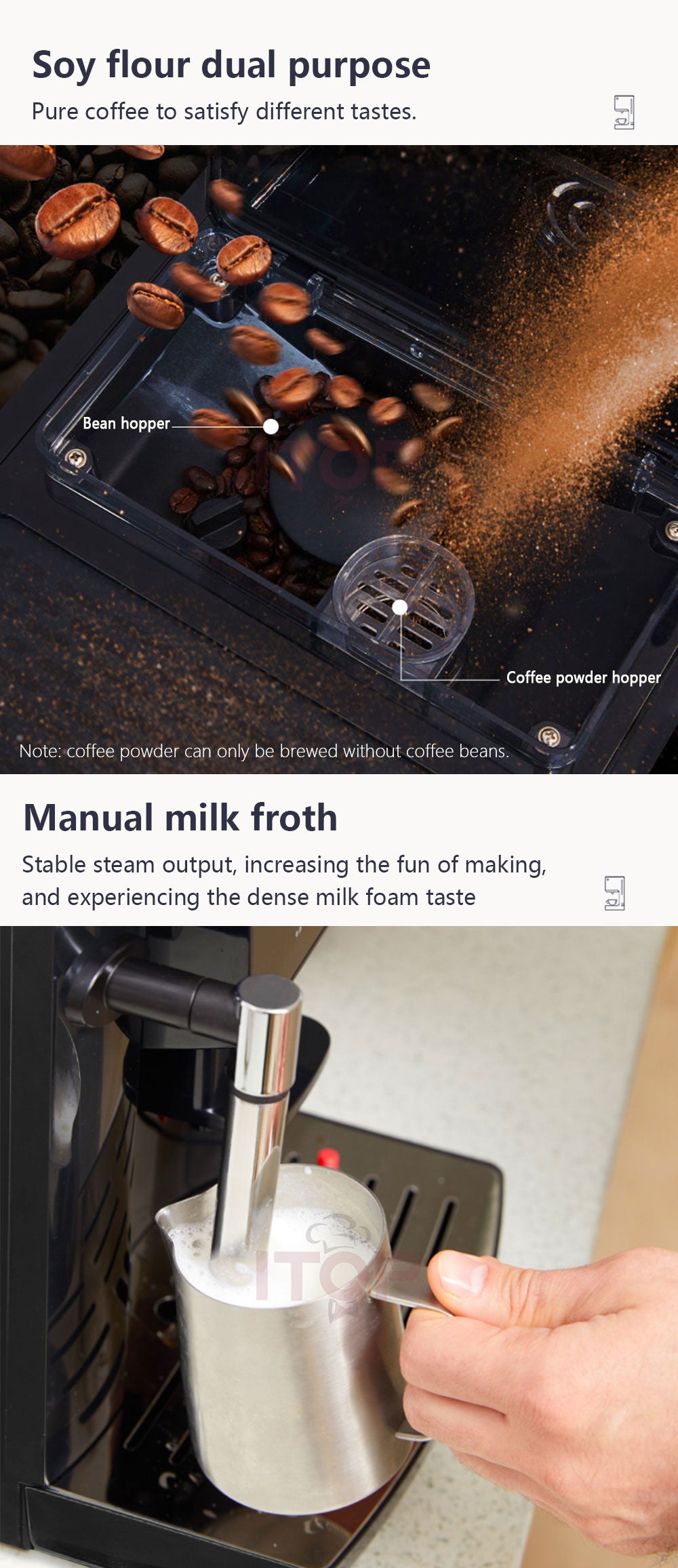 Automatic Espresso Machine | With Built-In Coffee Beans Grinder, Milk Frother, And Hot Water Dispenser