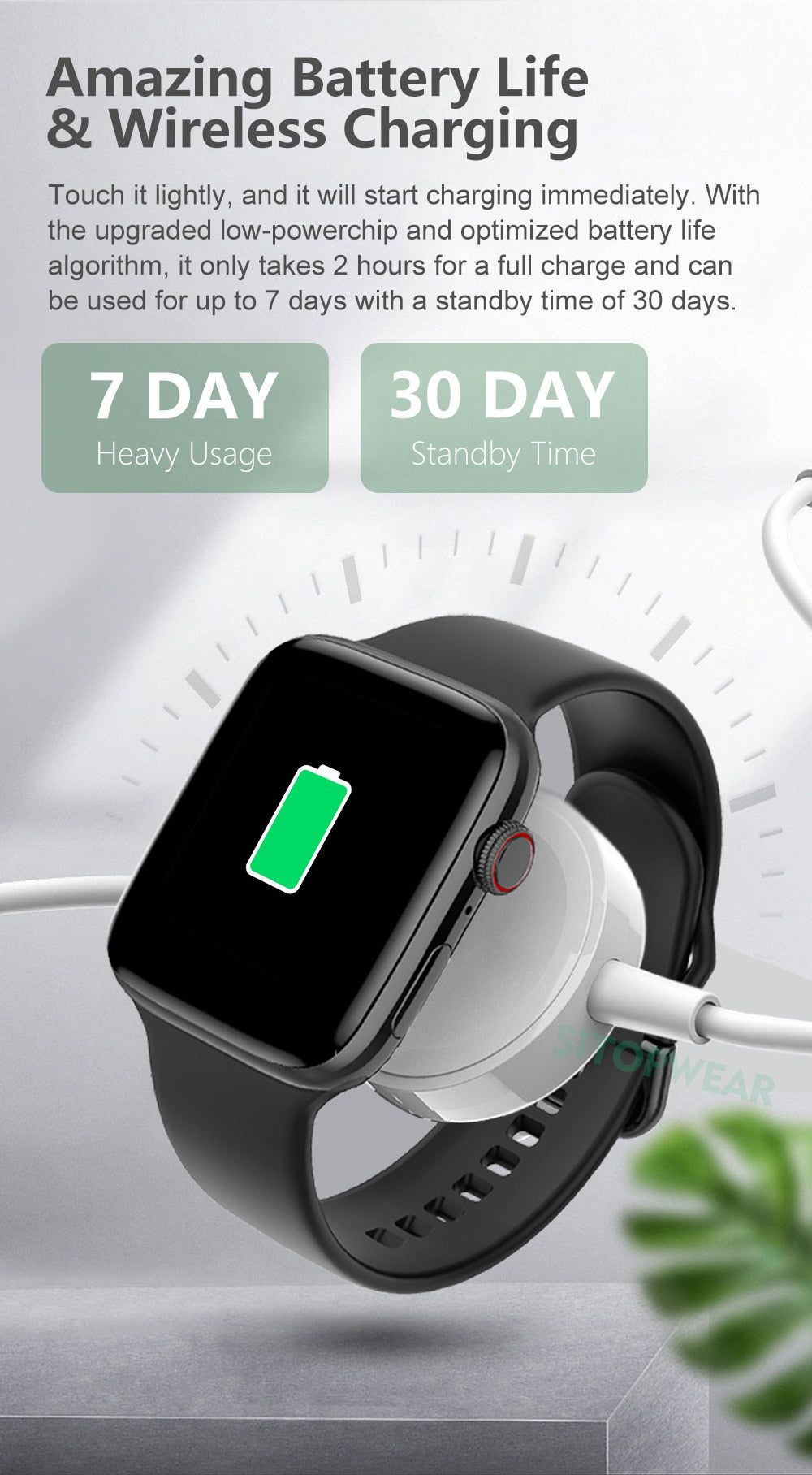 Smart Watch | Wireless Charging Fitness Tracker With 6 Straps encalife