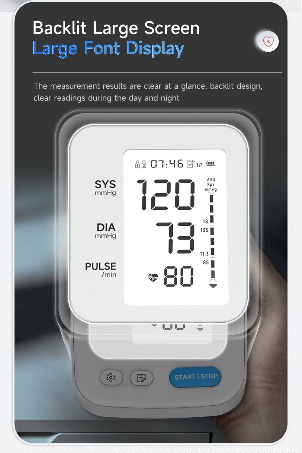 Digital Blood Pressure Monitor | Portable Monitor with LED Display encalife