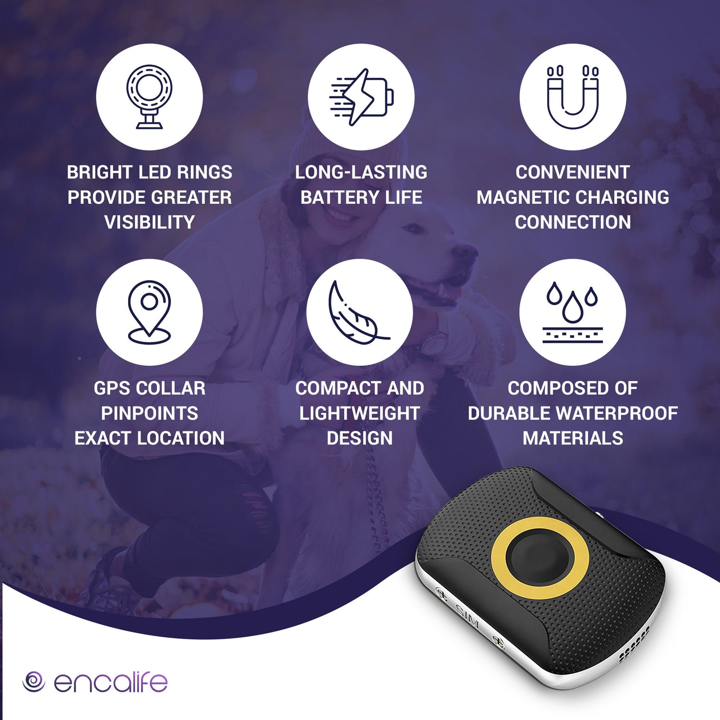 Dog GPS Tracker Collar | 4G Dog Fence encalife