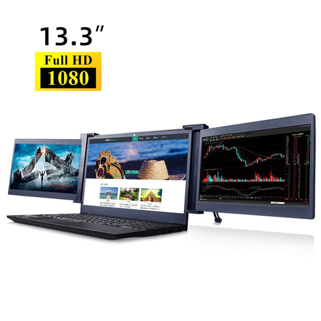 Triple Portable Laptop Monitor | Screen Extender | On-the-Go Ultra-Wide Display Solution encalife