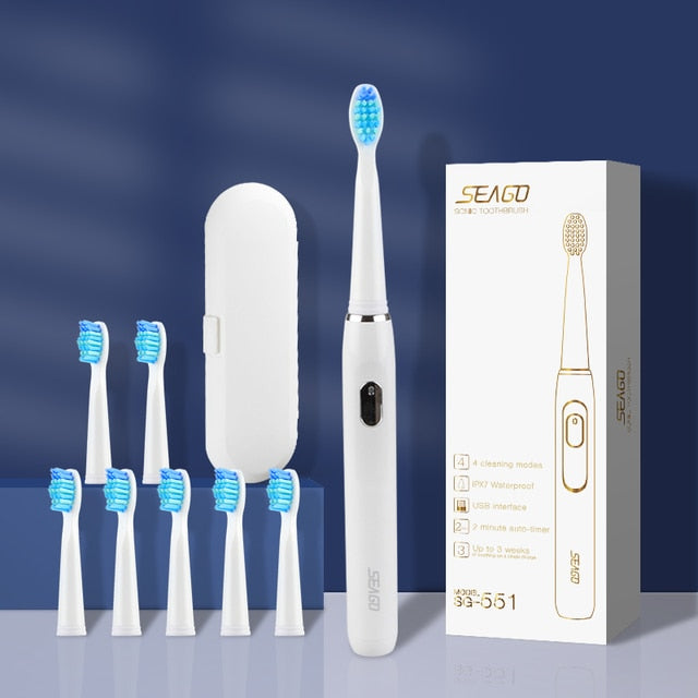 Electric Toothbrush | White | Includes 8 Heads encalife