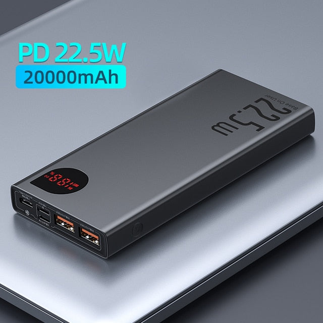 Portable Charger | Black | 22.5W / 20,000mAh Power Bank encalife