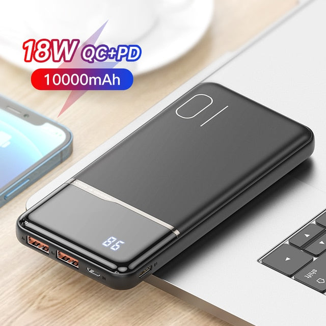 Portable Charger | Black | 18W / 10,000mAh Power Bank encalife
